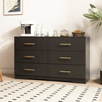 Black color Large 6 drawers chest of drawer dressers table with golden handle - Grand Goldman Shop