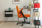 Orange Velvet Criss Cross Armrest Office Chair with Wheels - Stylish for Home Office, Gaming & Makeup | Premium Home Decor - 