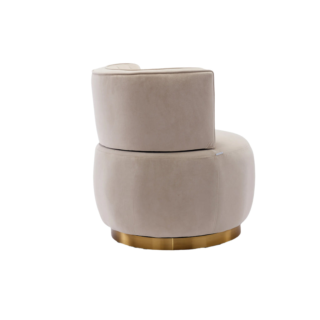 Swivel Barrel Accent Sofa Chair, 360 Degree Rotation, Fluffy Velvet Fabric, Beige, 25.20'' x 25.59'' x 26.38'' - Grand Goldman Shop