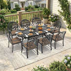 9-Piece Set Of Cast Aluminum Patio Furniture With Black Frame and Brown Seat Cushions(same sku:W1710S00104 , W1710S00600,W1710S00039)