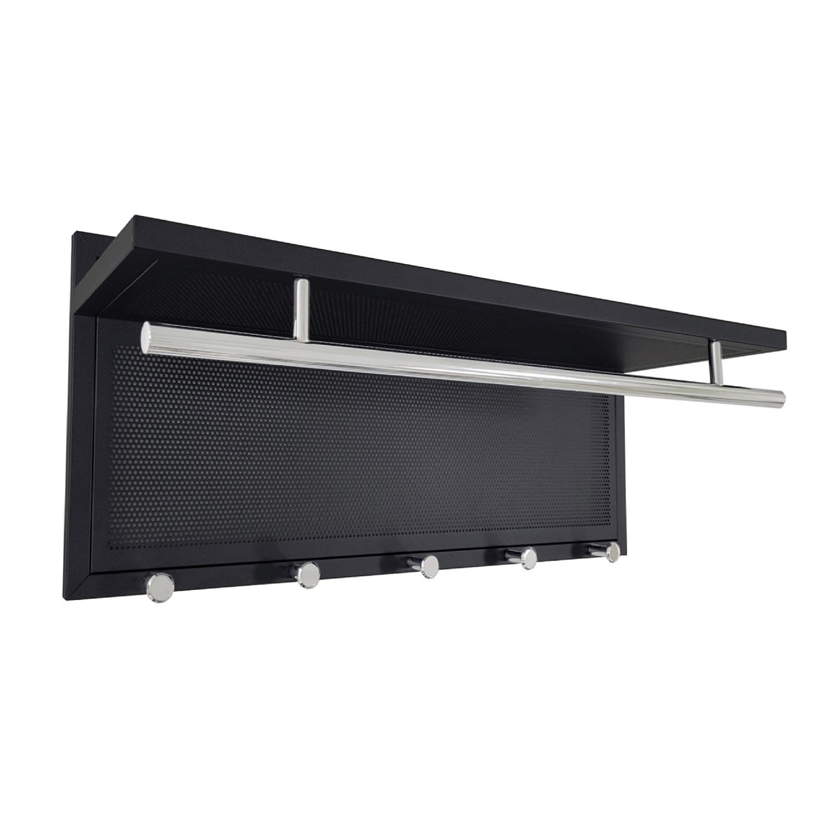 Esyspot Metal Powder Coating Hook Wall Mounted with Shelf Black Chrome Finish 29.53 x 10.34 x 11.81 inches - Grand Goldman Shop