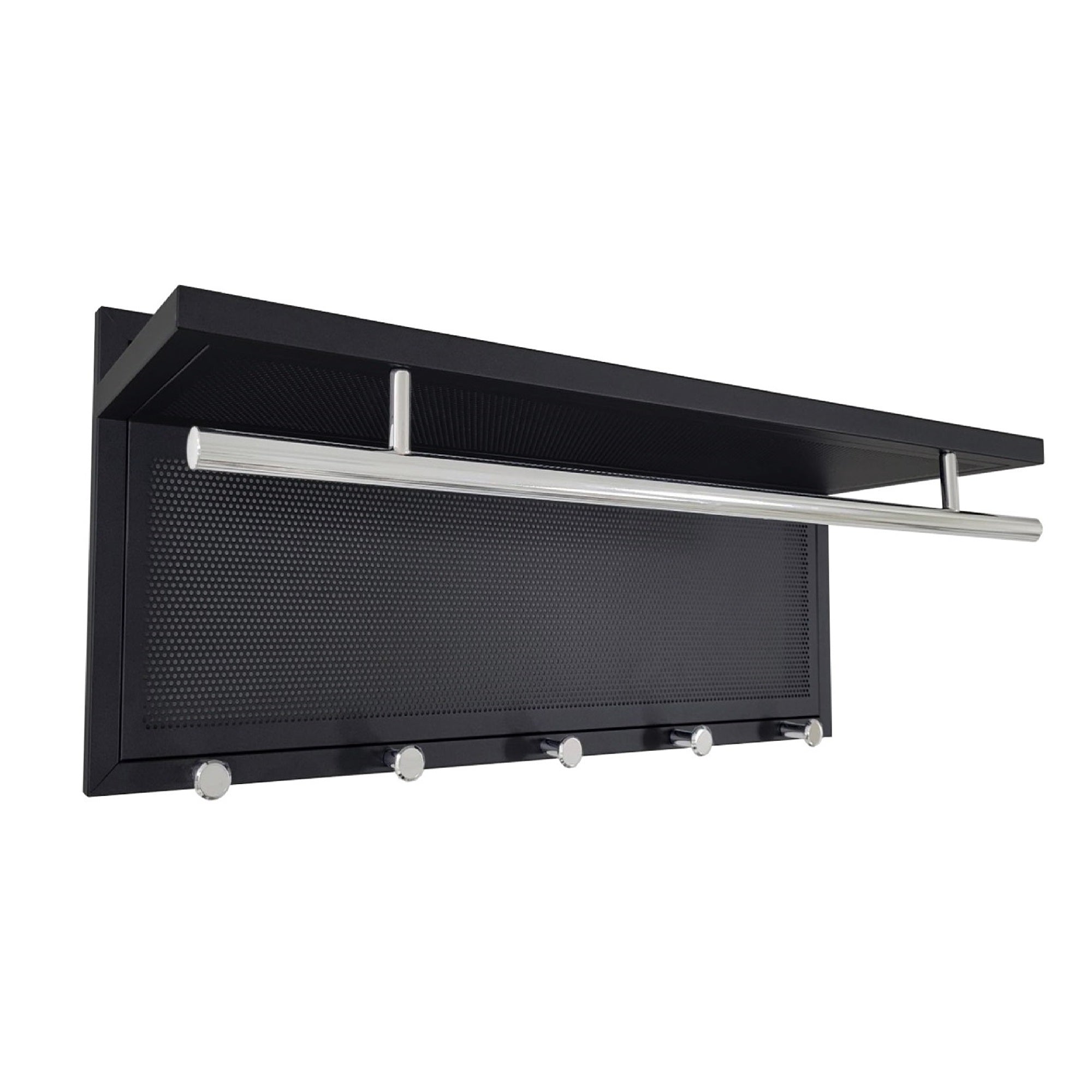 Esyspot Metal Powder Coating Hook Wall Mounted with Shelf Black Chrome Finish 29.53 x 10.34 x 11.81 inches - Grand Goldman Shop