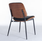 A&A Furniture, Dining Chairs Set of 2 Mid Century Modern Retro Faux Leather Chair with Walnut Bentwood Back Upholstered Seat Metal Legs Adjustable Foot for Kitchen Dining Room Chairs(Black PU) - Grand Goldman Shop