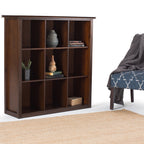 Artisan 9 Cube Bookcase and Storage Unit in Russet Brown, Solid Wood Transitional Style with Hand-Finished Glazed Finish | Pr
