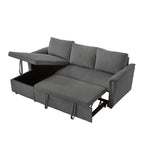 Loveseat Sofa with Chaise Lounge L-Shaped Modular Convertible Sofa with Storage Chaise, Corduroy Tufted Upholstered Sleeper Sectional Sofa,Pull Out Sleep Couch Bed and Reclining Backrest-Gray - Grand Goldman Shop