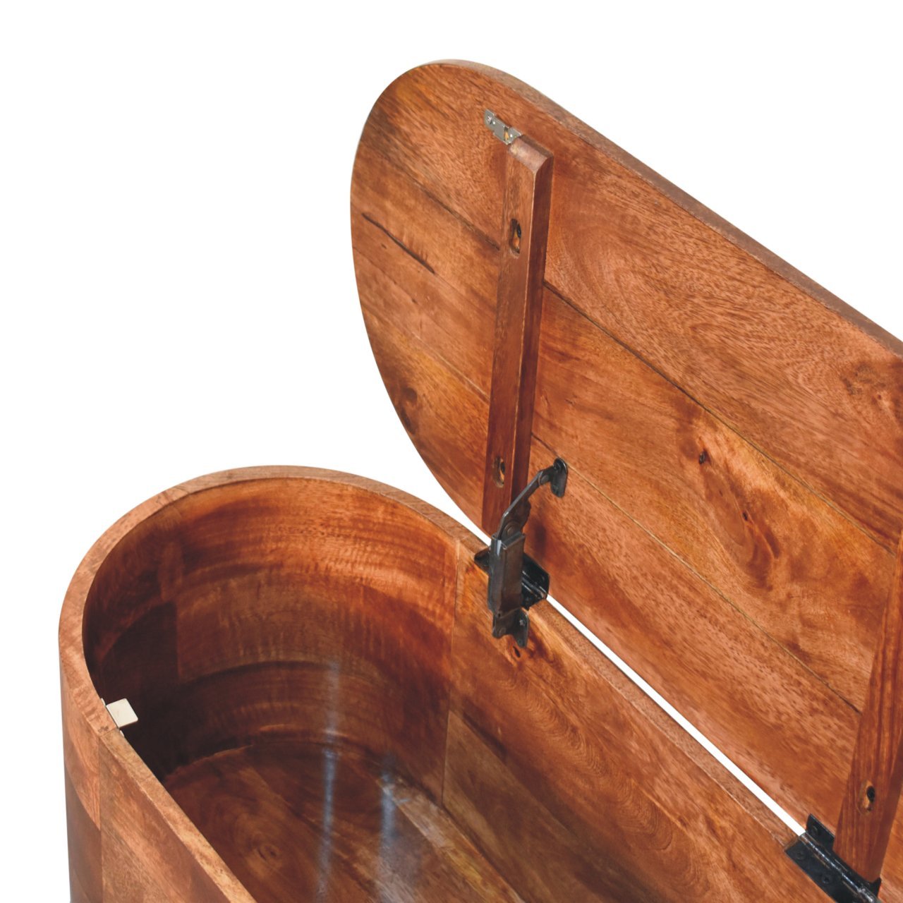 Solid Wood Honey Caramel Rounded Lid-Up Blanket Box, Nordic Legs, Brown - Grand Goldman Shop