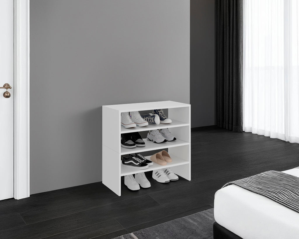 FM FURNITURE Berlin Shoe Rack with Open Shelves,  Ideal for Modern Home Spaces, White - Grand Goldman Shop