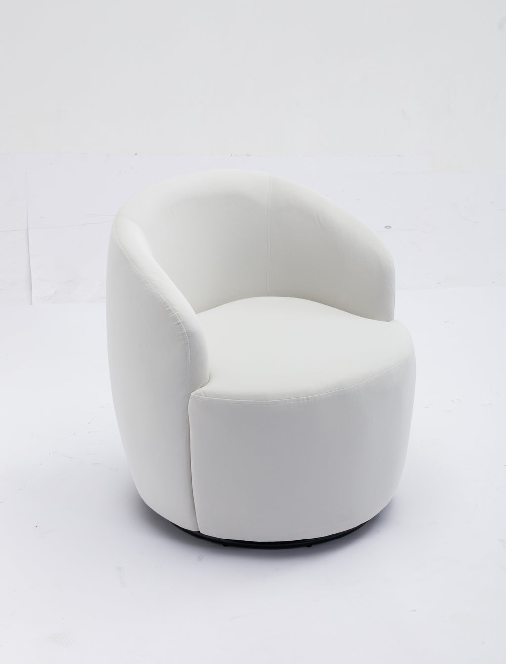 Velvet Fabric Swivel Accent Armchair Barrel Chair With Black Powder Coating Metal Ring,White - Grand Goldman Shop