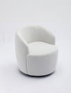 Velvet Fabric Swivel Accent Armchair Barrel Chair With Black Powder Coating Metal Ring,White - Grand Goldman Shop