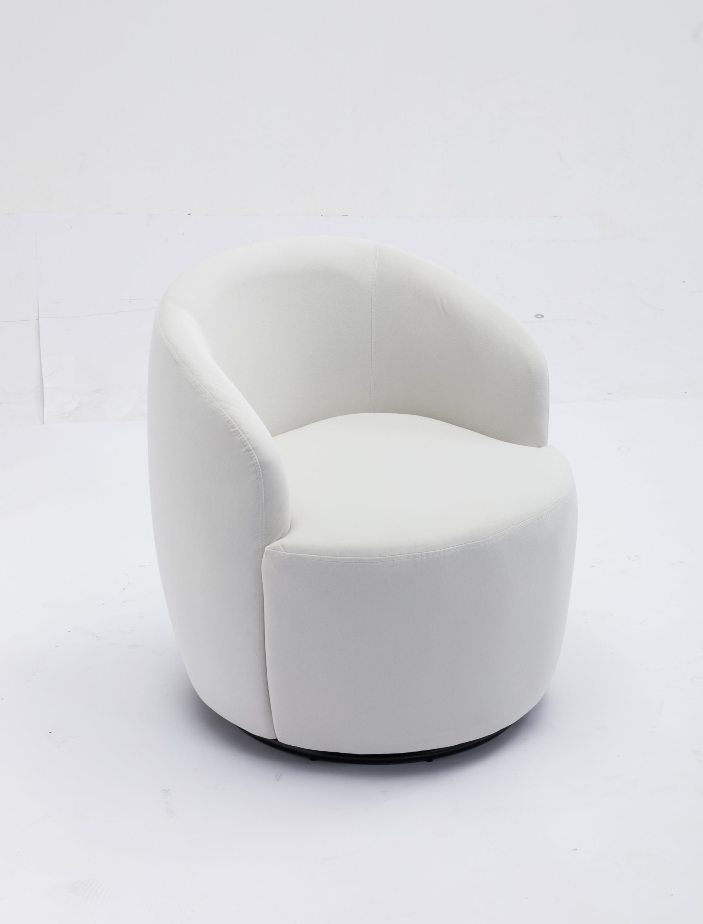 Velvet Fabric Swivel Accent Armchair Barrel Chair With Black Powder Coating Metal Ring,White - Grand Goldman Shop