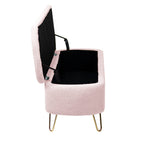 Pink Storage Ottoman Bench for End of Bed Gold Legs, Modern Grey Faux Fur Entryway Bench Upholstered Padded with Storage for Living Room Bedroom - Grand Goldman Shop
