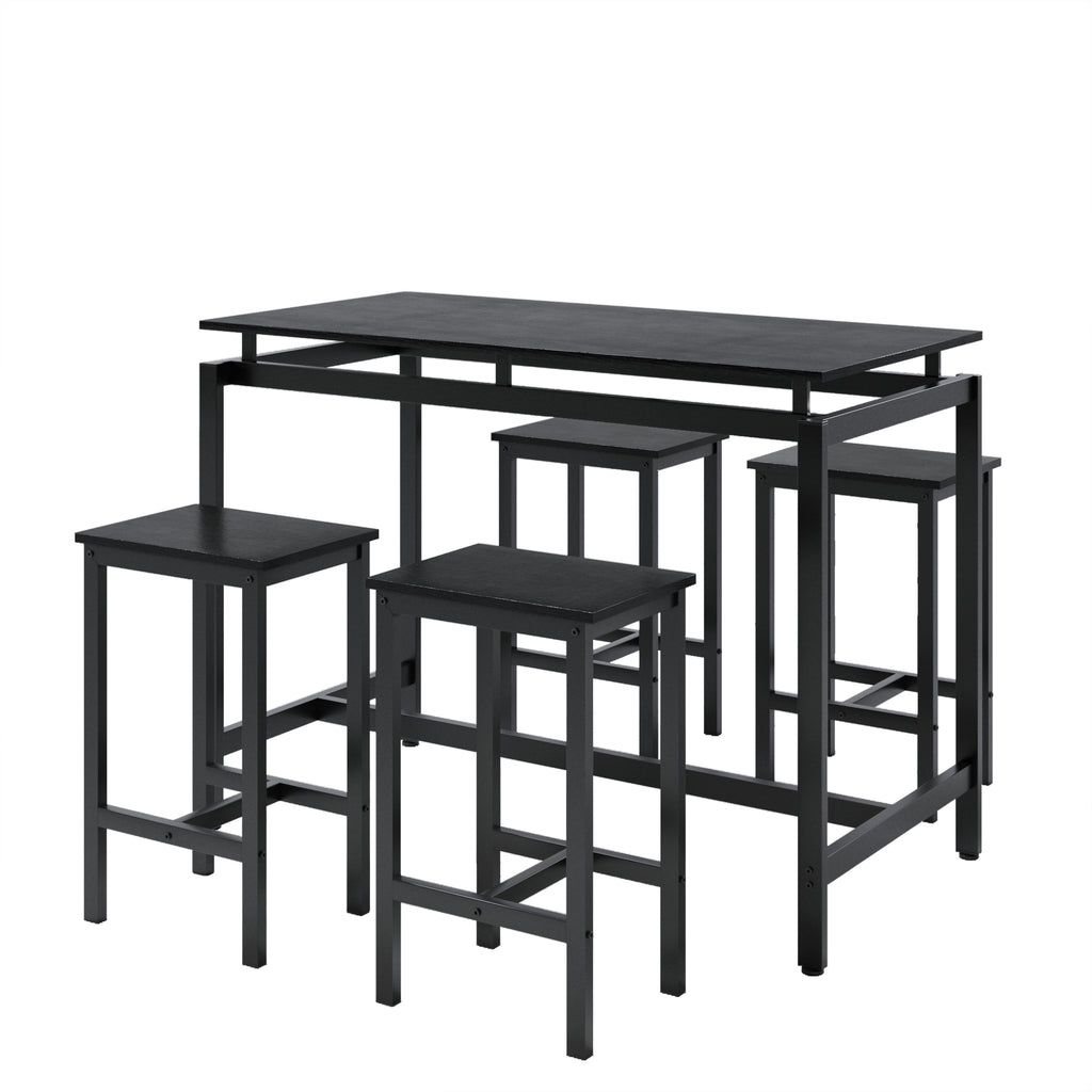 5 Pieces Dining Table Set for 4,Black Bar Table Set with 4 Bar Stools Counter Height Bar Table and Chairs Set. Pub Table Set Breakfast Table for Kitchen, Small Space - Grand Goldman Shop
