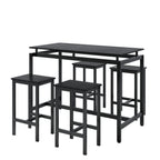 5 Pieces Dining Table Set for 4,Black Bar Table Set with 4 Bar Stools Counter Height Bar Table and Chairs Set. Pub Table Set Breakfast Table for Kitchen, Small Space - Grand Goldman Shop
