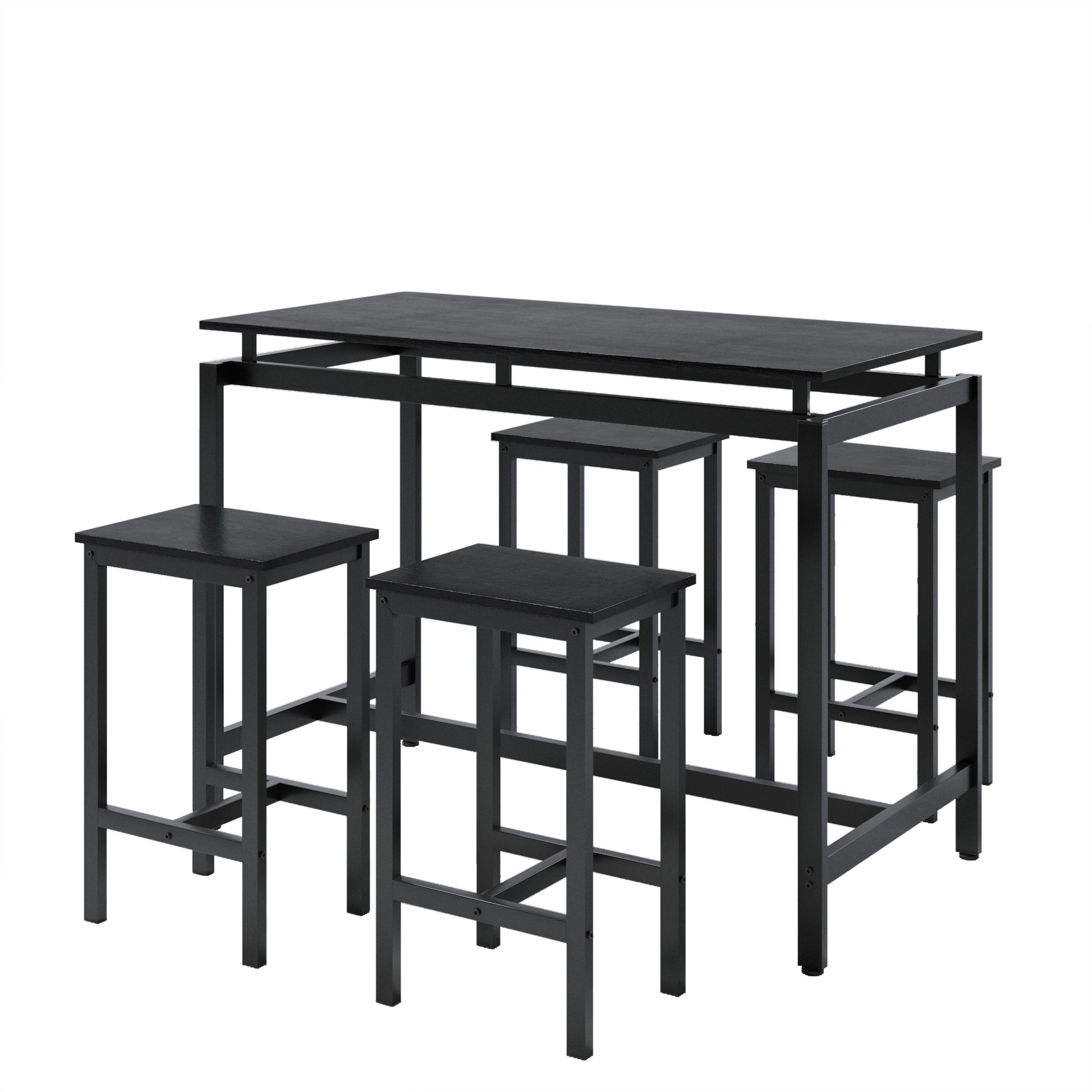 5 Pieces Dining Table Set for 4,Black Bar Table Set with 4 Bar Stools Counter Height Bar Table and Chairs Set. Pub Table Set Breakfast Table for Kitchen, Small Space - Grand Goldman Shop