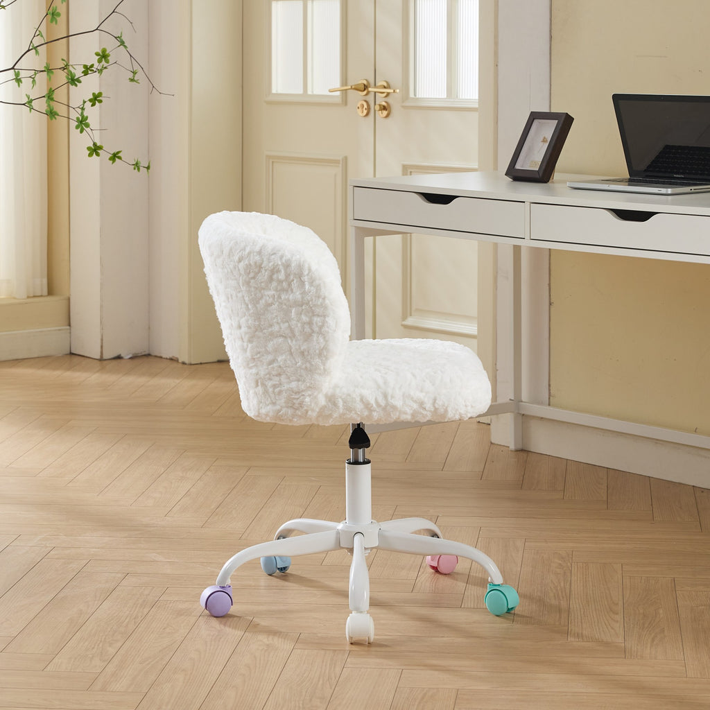 A&A Furniture Office Chair,Artificial rabbit hair Home Office Chair with Metal Base,Adjustable Desk Chair Swivel Office Chair