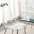 Modern simple transparent dining chair plastic chair armless crystal chair Nordic creative makeup stool negotiation chair Set of 4 and plating metal legW115164140,TW-1200 - Grand Goldman Shop