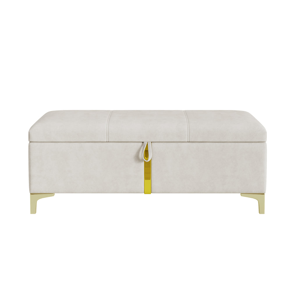 2-Pieces Bedroom Sets,Queen Size Upholstered Platform Bed with Hydraulic Storage System,Storage Ottoman with Metal Legs,Beige(Old SKU:N733S207778A) - Grand Goldman Shop