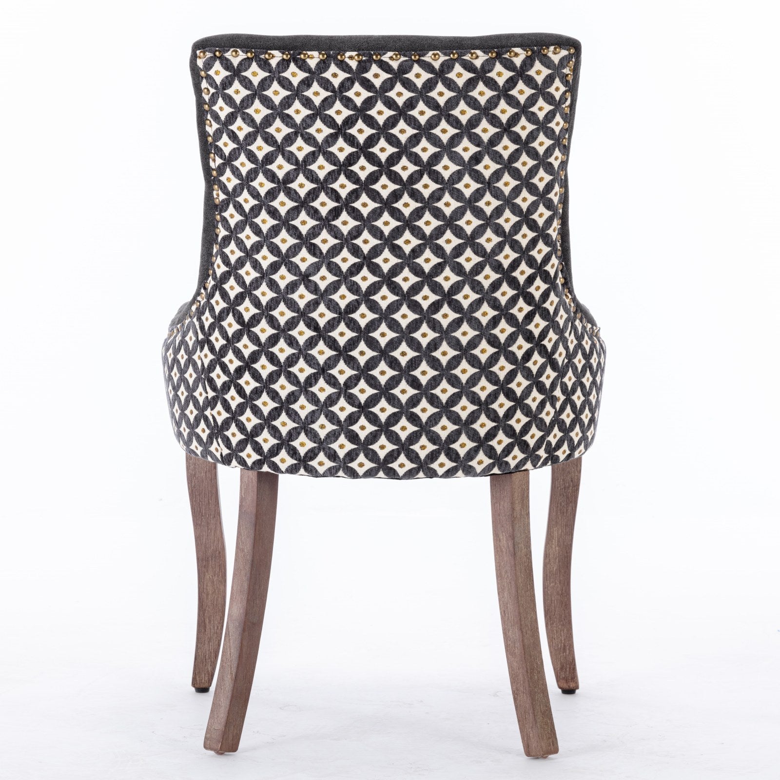 A&A Furniture, Ultra Side Dining Chair, Thickened fabric chairs with neutrally toned solid wood legs, Bronze nail head, Set of 2, Blue - Grand Goldman Shop