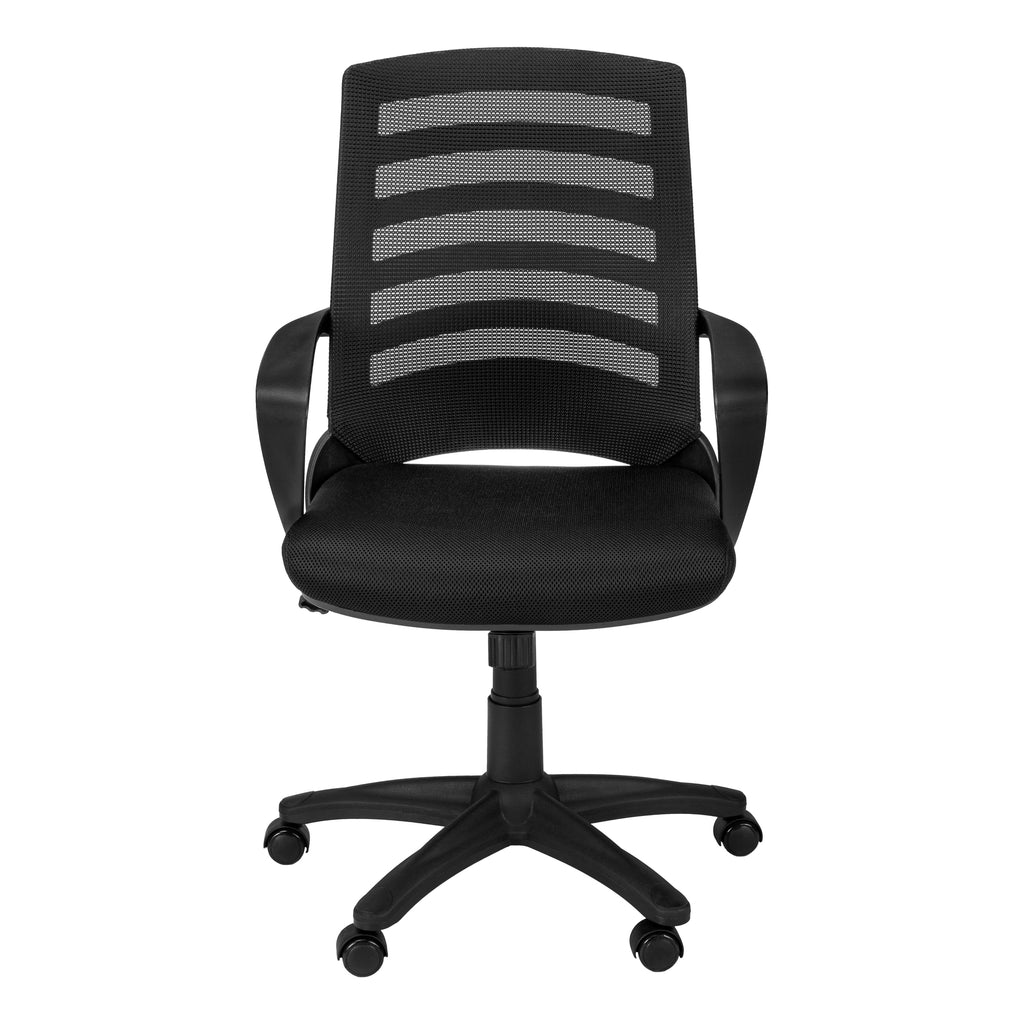Office Chair, Adjustable Height, Swivel, Ergonomic, Armrests, Computer Desk, Work, Black Mesh, Black Metal, Contemporary, Mod