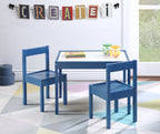 Gibson 3-Piece Dry Erase Kids Table & Two Chair Set, Dark Blue - Grand Goldman