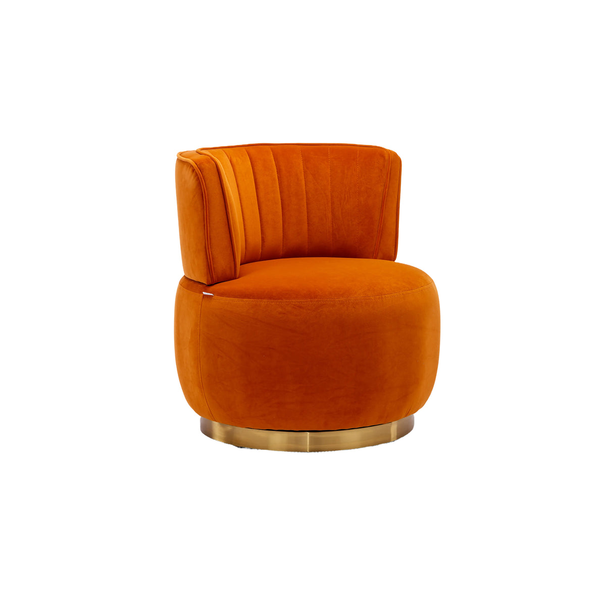 360 Degree Swivel Cuddle Barrel Accent Sofa Chair, Fluffy Velvet Round Armchair, Orange, 25.20'' x 25.59'' x 26.38'' - Grand Goldman Shop