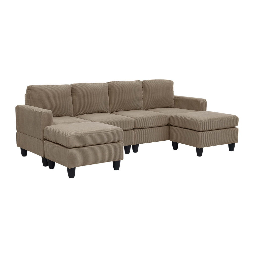 Savannah Modular Corduroy Sectional Sofa with Ottoman - Grand Goldman Shop
