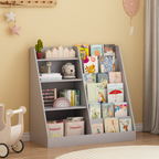 Kids Bookshelf and Toy Storage Organizer, Multifunctional 4 Tier Wooden Kids Book Shelf with  Bookcase Display Stand in Kids 