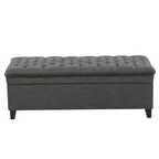 JULIANA Stylish Storage Ottoman with Extra Seating in Gray Fabric, 50x20.5x18.3 inches - Grand Goldman Shop