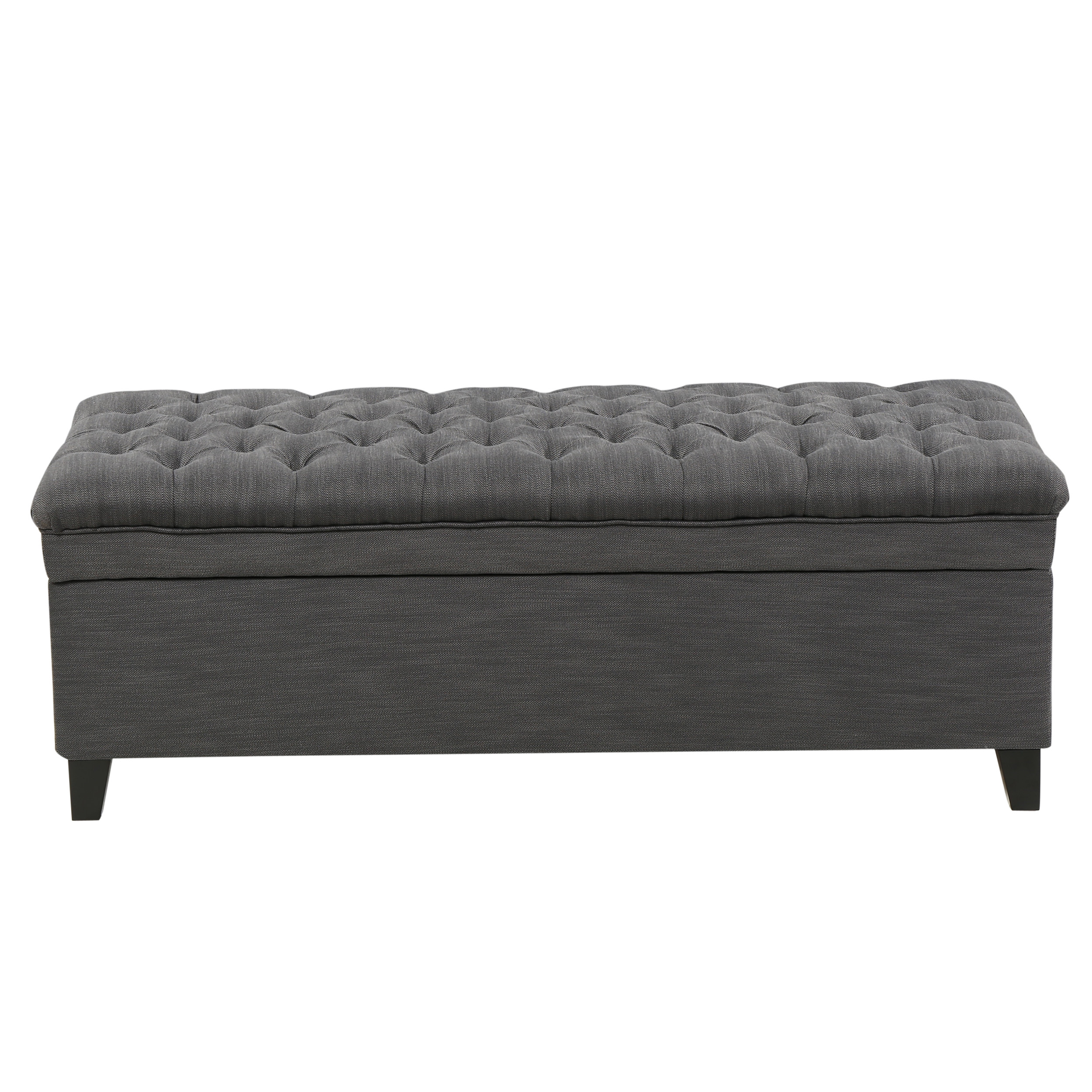 JULIANA Stylish Storage Ottoman with Extra Seating in Gray Fabric, 50x20.5x18.3 inches - Grand Goldman Shop