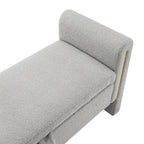 Modern Teddy Upholstered Storage Bench with Arms and Comfy Teddy Fabric in Grey - Grand Goldman Shop