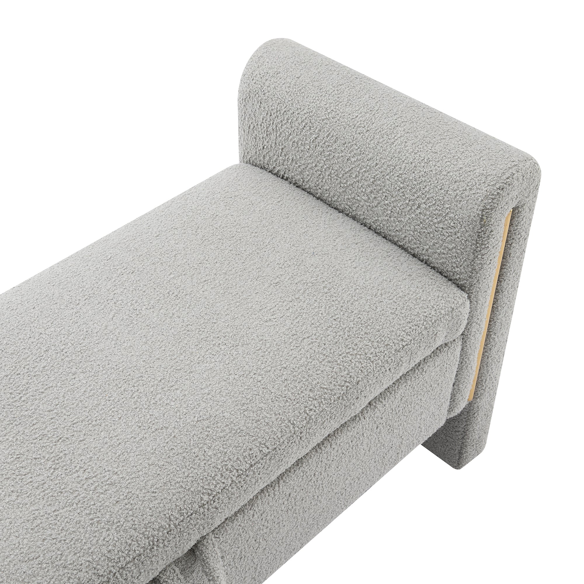 Modern Teddy Upholstered Storage Bench with Arms and Comfy Teddy Fabric in Grey - Grand Goldman Shop