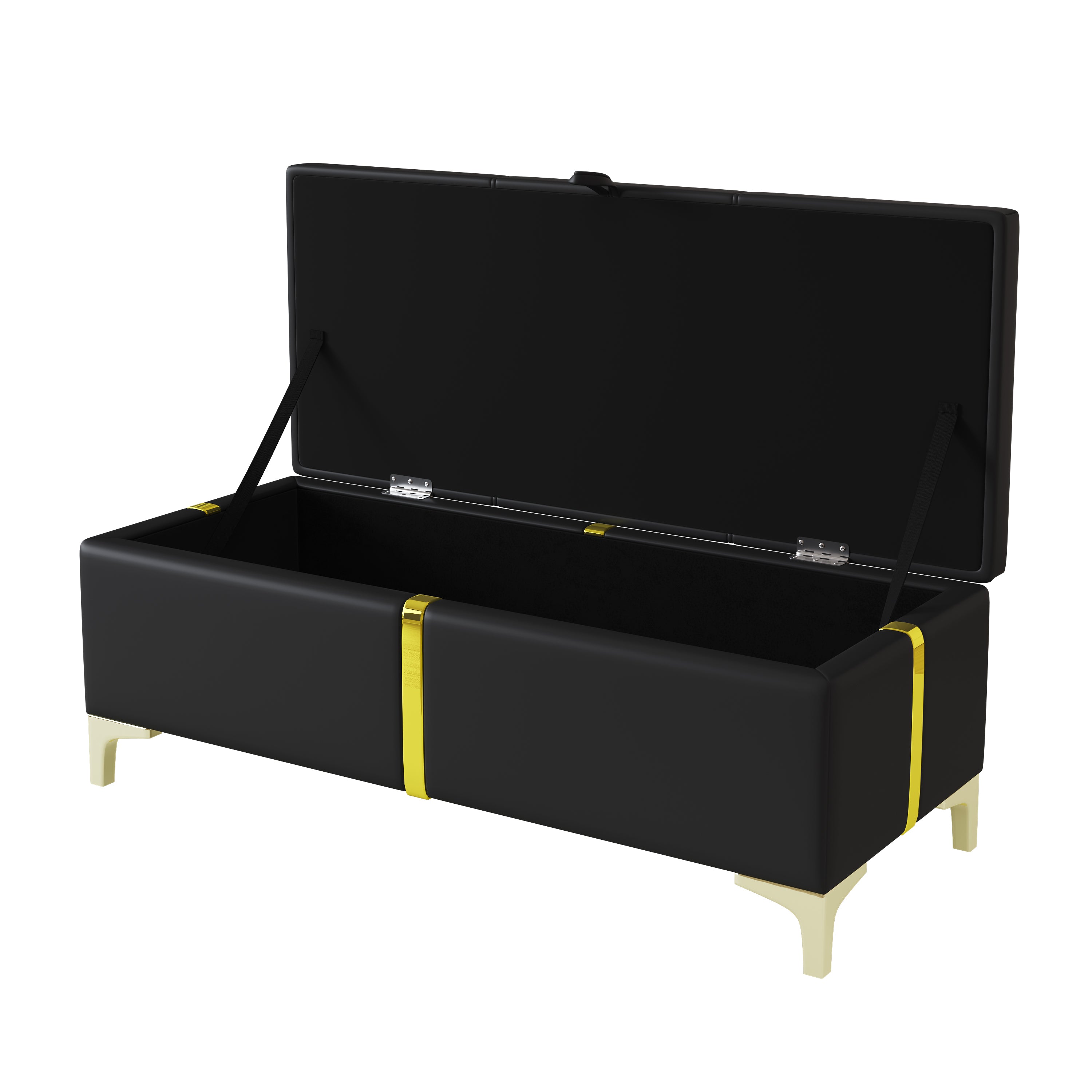 2-Pieces Bedroom Sets,Queen Size Upholstered Platform Bed with Hydraulic Storage System,Storage Ottoman with Metal Legs,Black(Old SKU:N733S207778B) - Grand Goldman Shop