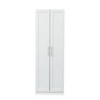 High wardrobe and kitchen cabinet with 2 doors and 3 partitions to separate 4 storage spaces, White - Grand Goldman Shop