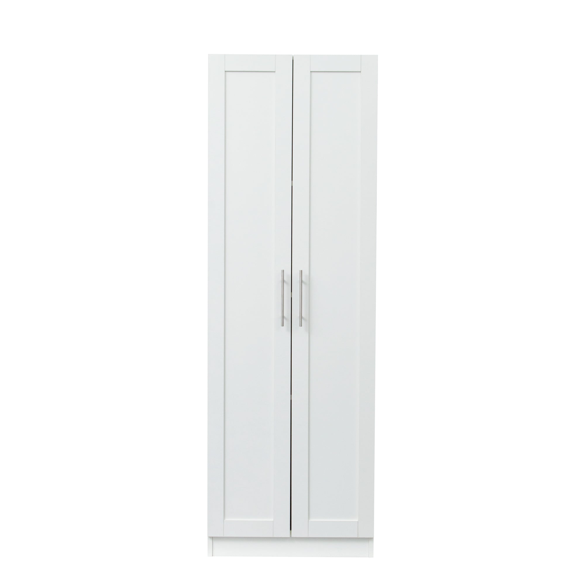 High wardrobe and kitchen cabinet with 2 doors and 3 partitions to separate 4 storage spaces, White - Grand Goldman Shop