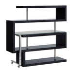Buck II Clear Glass, Chrome & Black High Gloss Finish Writing Desk W/Bookshelf - Grand Goldman