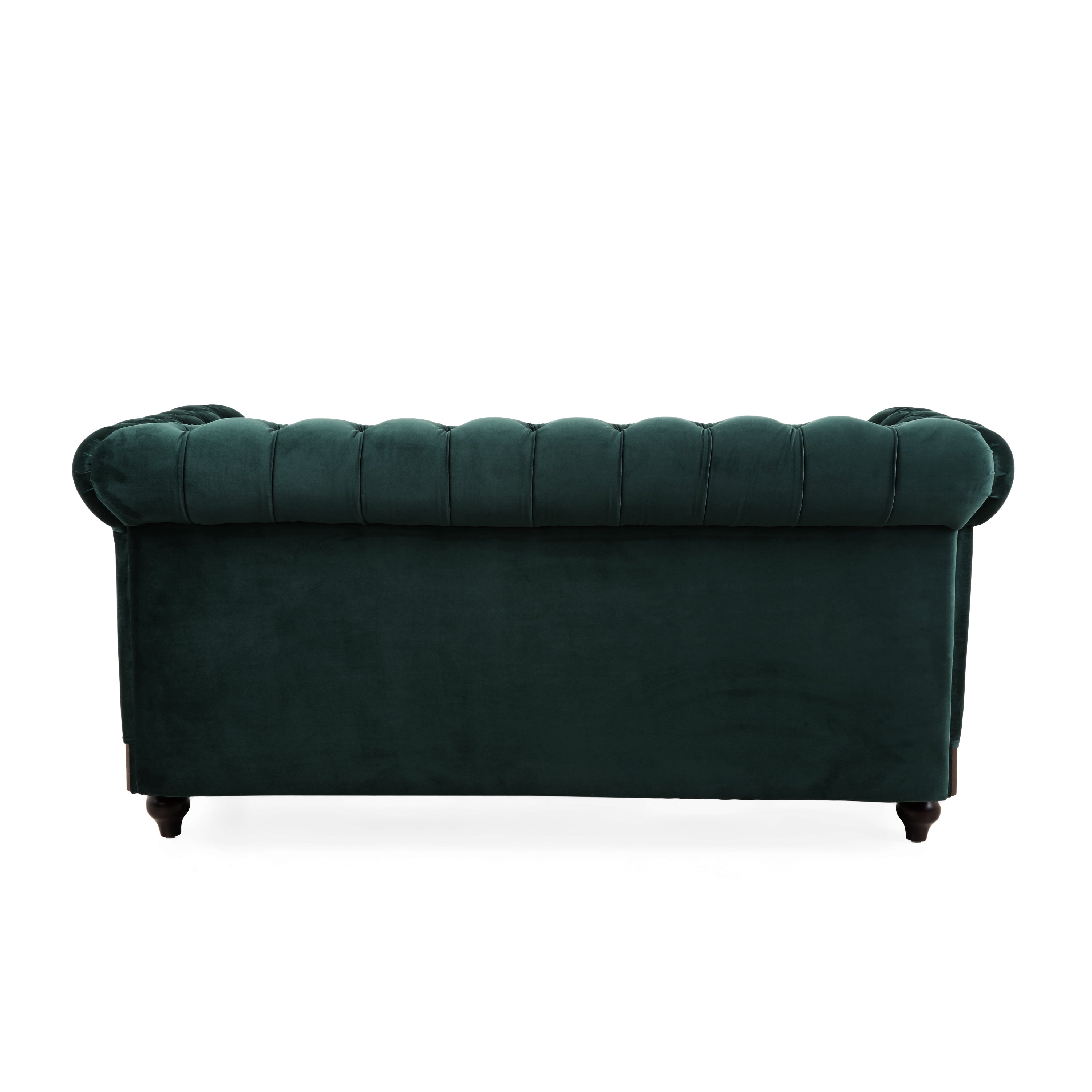 VIVALUX Chesterfield Velvet Loveseat Sofa 2-Person Rolled Arm Upholstered Couch Forest Green 59.44' - Grand Goldman Shop