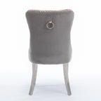A&A Furniture,Nikki Collection Modern, High-end Tufted Solid Wood Contemporary Velvet Upholstered Dining Chair with Chrome Stainless Steel Plating Legs,Nailhead Trim,Set of 2,Gray and Chrome, SW1701GY - Grand Goldman Shop
