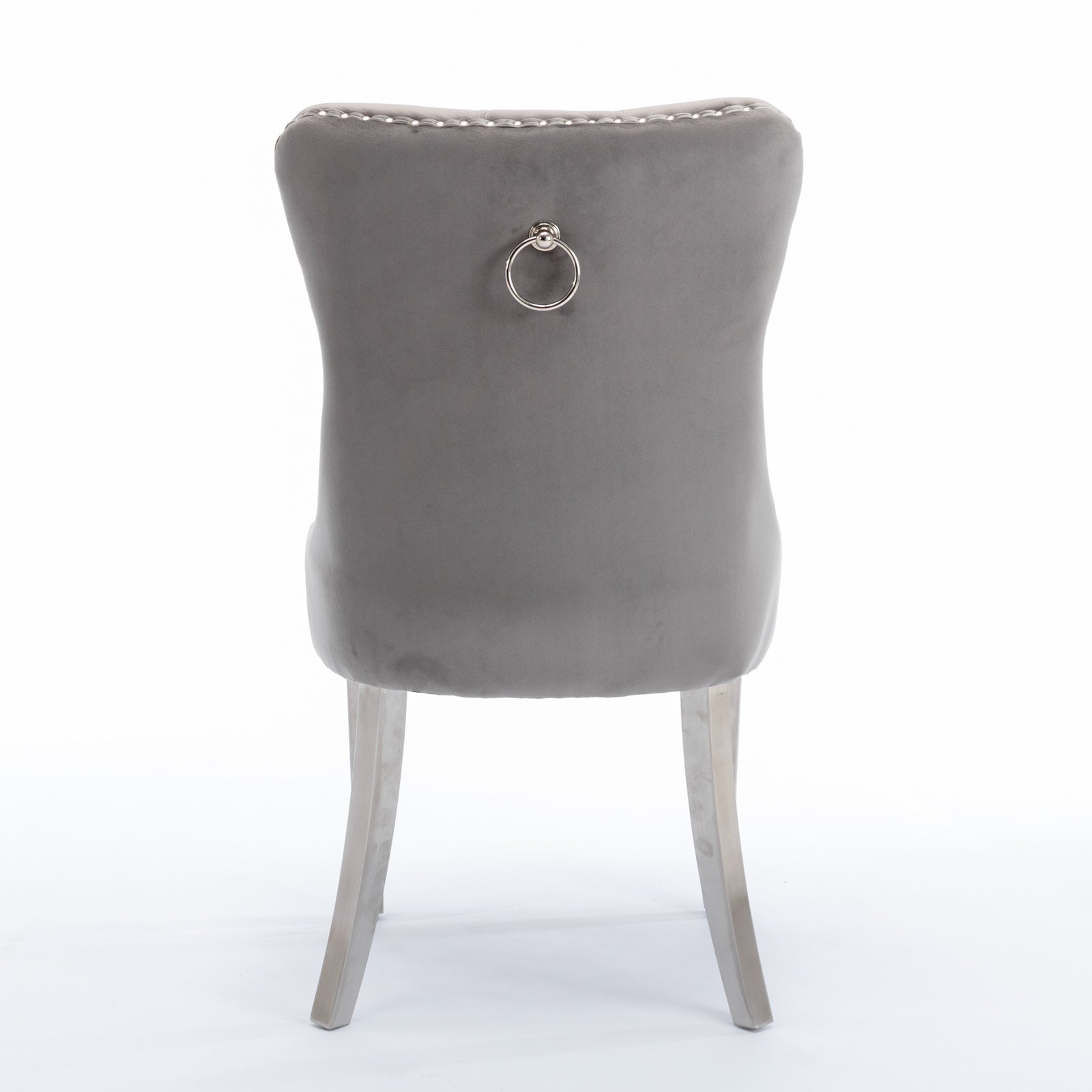 A&A Furniture,Nikki Collection Modern, High-end Tufted Solid Wood Contemporary Velvet Upholstered Dining Chair with Chrome Stainless Steel Plating Legs,Nailhead Trim,Set of 2,Gray and Chrome, SW1701GY - Grand Goldman Shop