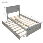 Gray Platform Bed with Twin Trundle and Frame, Solid Wood and MDF Construction, Twin Size - Grand Goldman Shop