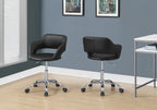 Office Chair, Adjustable Height, Swivel, Ergonomic, Armrests, Computer Desk, Work, Black Leather Look, Chrome Metal, Contempo