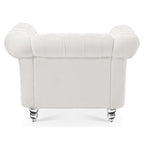 Modern Teddy Velvet 1 Seater Sofa for Living Room, White, Acrylic Legs, 38.98'W x 32.09'D x 28.35'H - Grand Goldman Shop