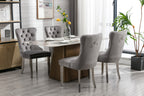 A&A Furniture,Nikki Collection Modern, High-end Tufted Solid Wood Contemporary Velvet Upholstered Dining Chair with Chrome Stainless Steel Plating Legs,Nailhead Trim,Set of 2,Gray and Chrome, SW1701GY - Grand Goldman Shop