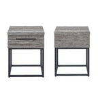 Astral 3-Piece Upholstered Bedroom Set, Tufted Wingback Bed with Two Gray Nightstands - Grand Goldman Shop
