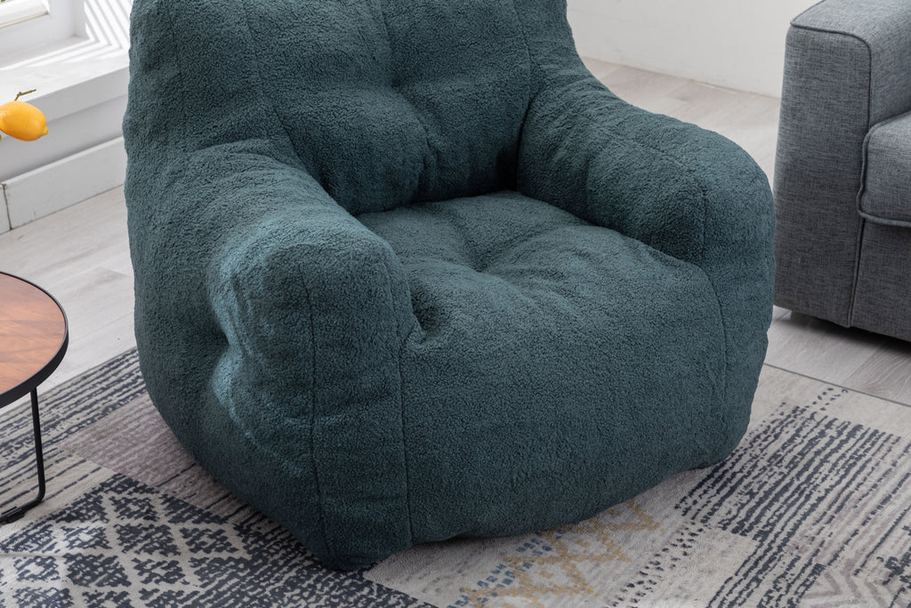 010-Soft Teddy Fabric Tufted Foam Bean Bag Chair With Teddy Fabric Green - Grand Goldman Shop