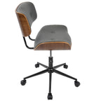 Mid-Century Modern Adjustable Office Chair with Swivel in Walnut and Grey | Premium Home Decor - Grand Goldman