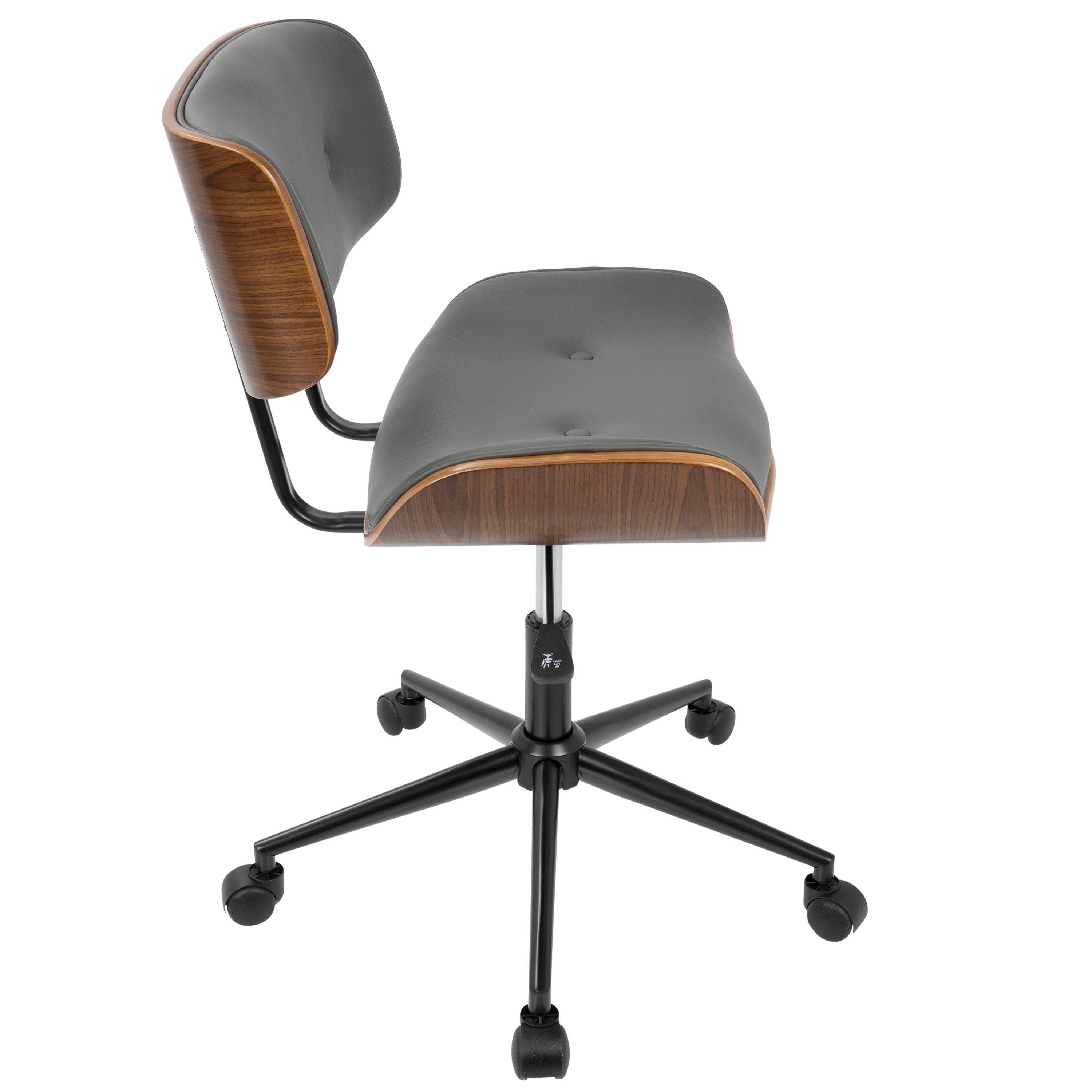 Mid-Century Modern Adjustable Office Chair with Swivel in Walnut and Grey | Premium Home Decor - Grand Goldman