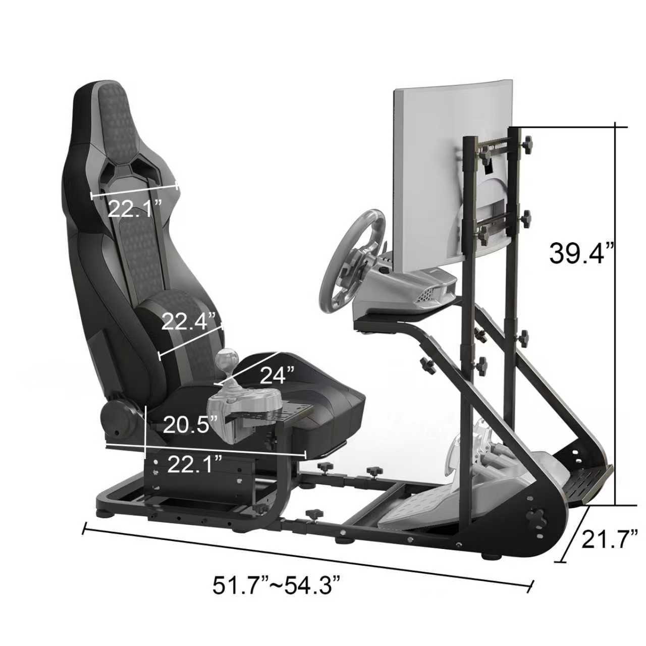 Enhanced and stable racing wheel cockpit, compatible with Fanatec, PXN, Thrustmaster, and Logitech adjustable driving simulat