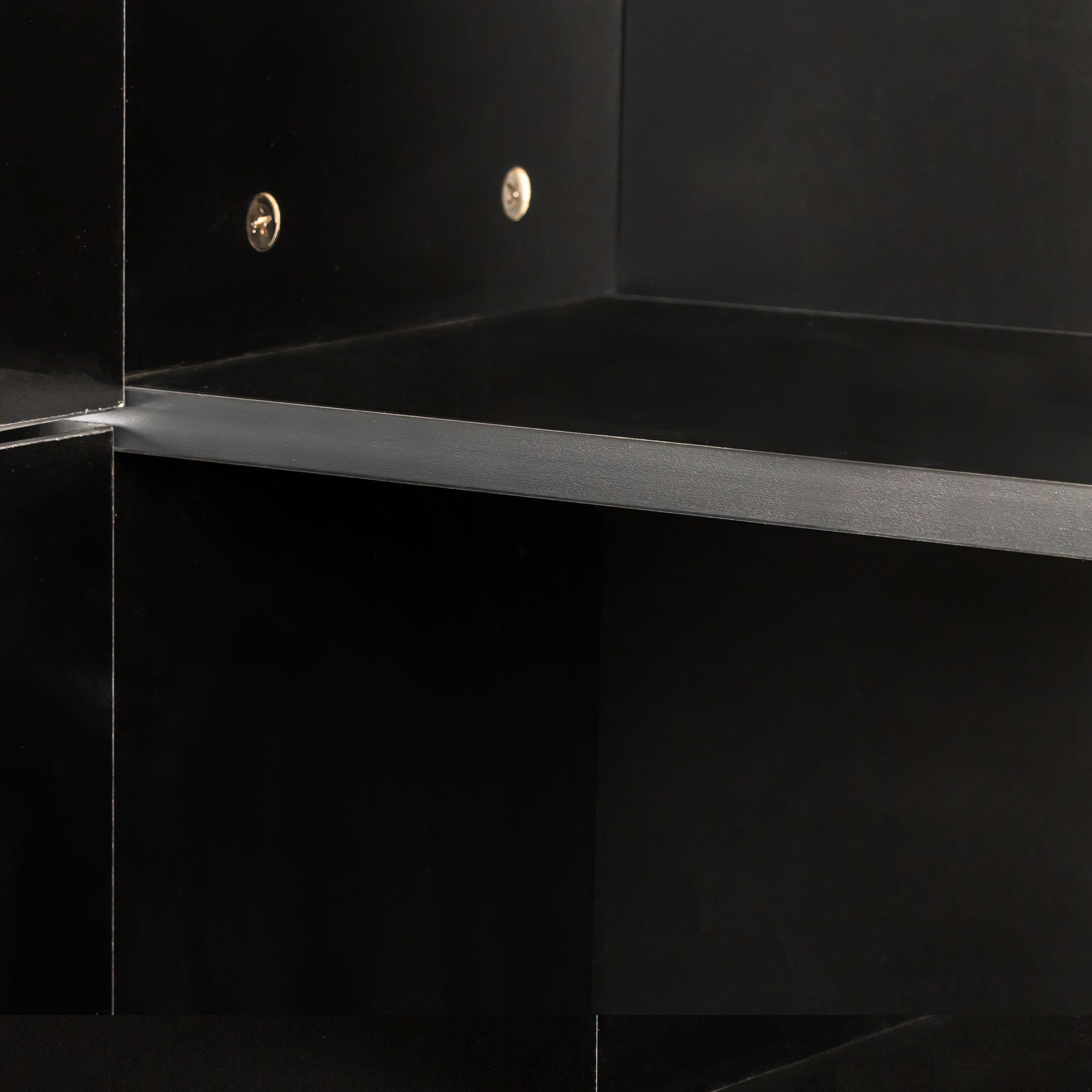 Freestanding  Cabinet with Inadjustable Shelves and two Doors for Kitchen, Dining Room,black - Grand Goldman Shop