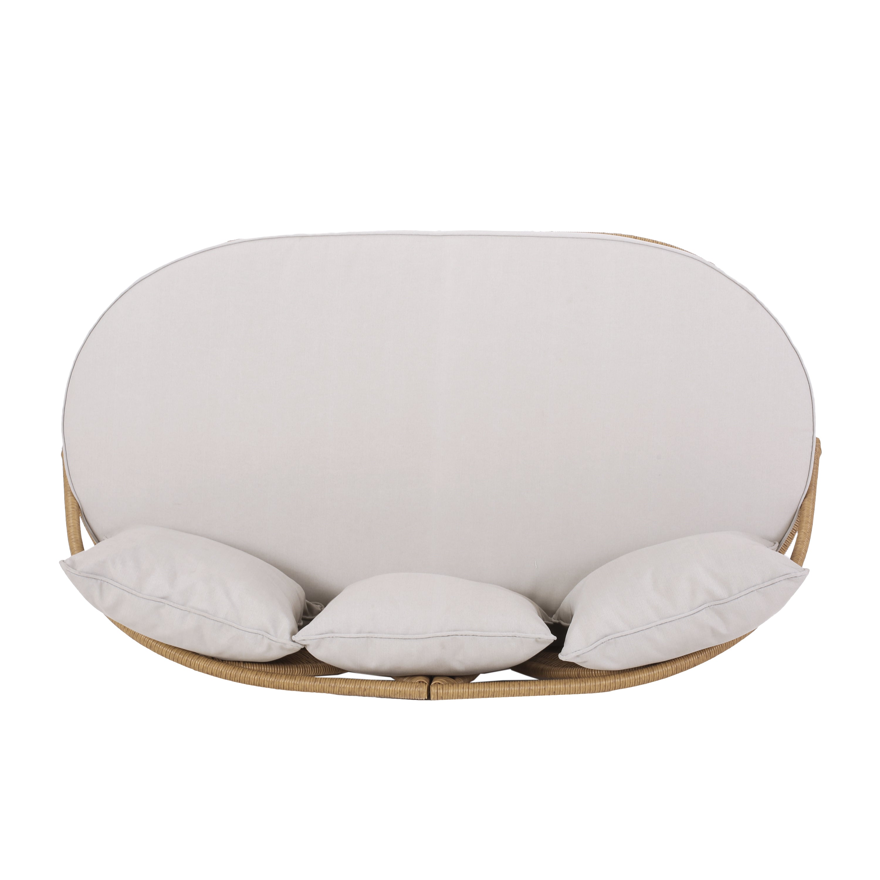 Outdoor Wicker Daybed With Pillows, Light Brown and Beige - Grand Goldman Shop