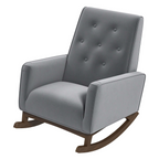 Premium Demetrius Light Grey Fabric Solid Wood Rocking Chair for Living Room and Nursery 36.6'H x 27.5'W x 39'D or Living Room Bedroom Reading - Grand Goldman Shop